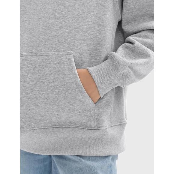 New Large Oversized Heather Gray Hoodie with Kangaroo Pocket - Picture 3 of 4